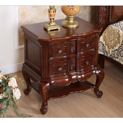 European Nightstand Solid Wood Cabinet. 27.5'' W Solid Wood Nightstand