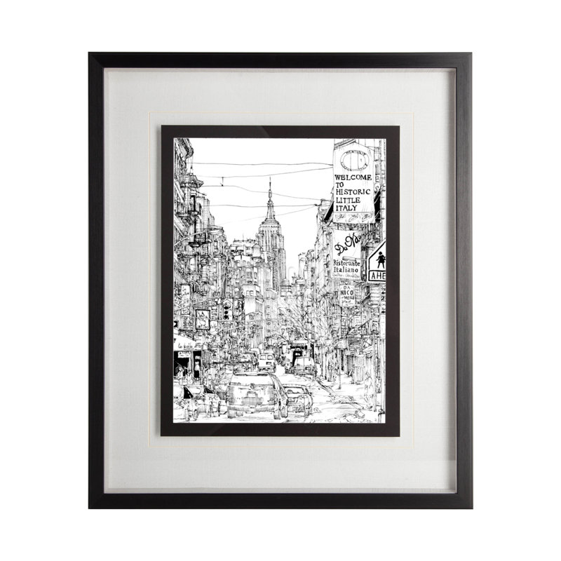 «B&W City Scene» par Melissa Wang a, reproduction d'art encadrée à la main avec passe-partout texturé, B&W City Scene II