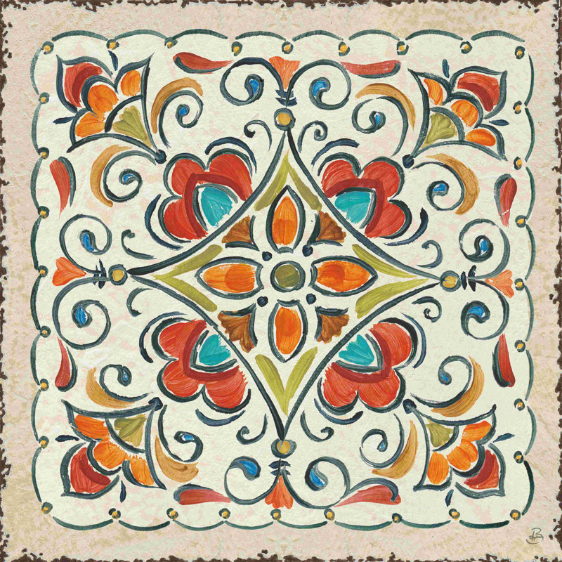 Style méditerranéen beige / orange, H 30 po x l 30 po