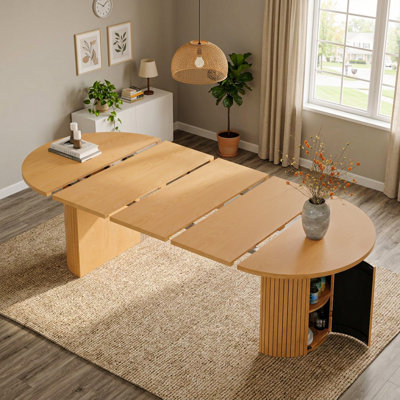 43'' to 95" Extendable Dining Table with Hiden Storage Base