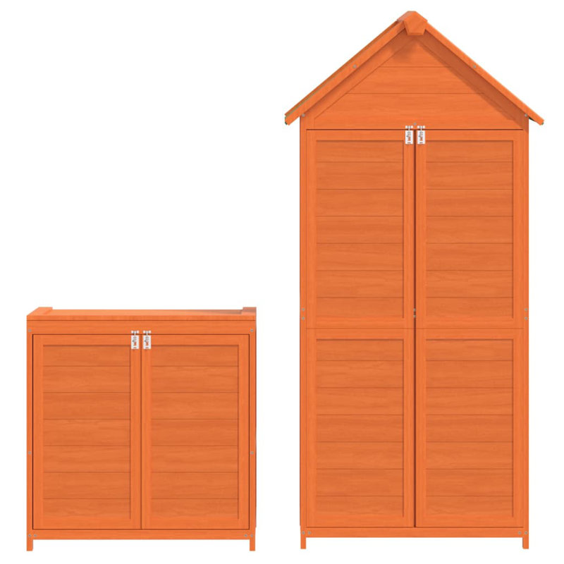 Vidaxl 2 Piece Garden Tool Shed Set Brown Solid Wood Pine