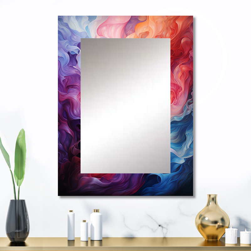 Opt Art Radiant Spectrum II - Op Art Wall Mirror, Modern Decorative Mirror, Printed Metal Art, 32" x 24"