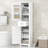 Tall Bathroom Storage Cabinet With Two Doors And Adjustable Shelves-1136777852