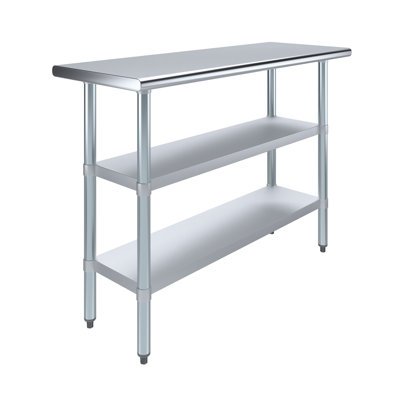 Stainless Steel Commercial Work Table With 2 Shelves, 18 in. W x 48 in. D