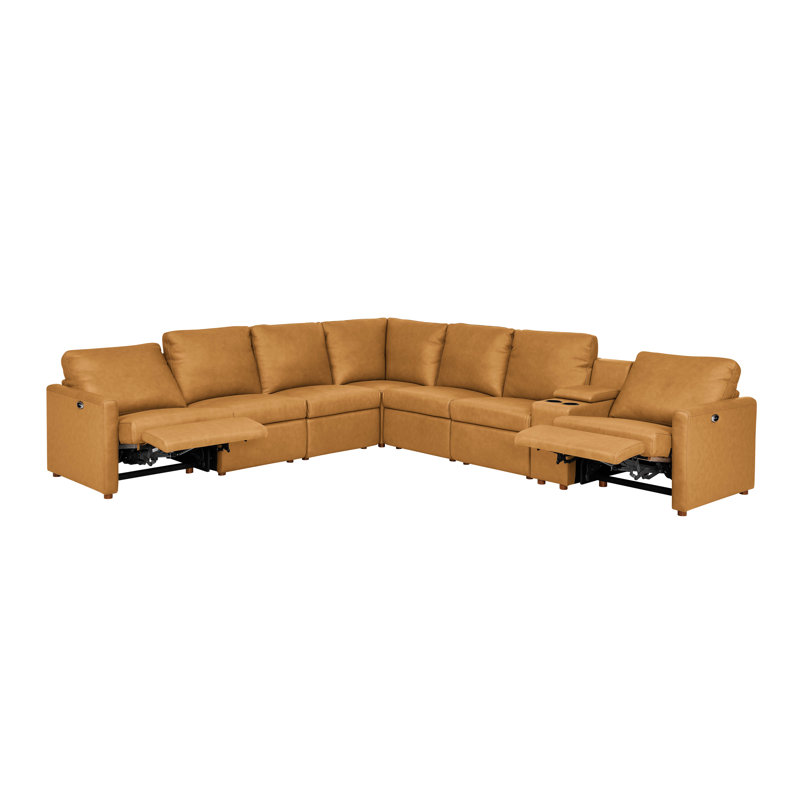 Canapé modulaire inclinable Cognac Luxe, H 38 po x l 130 po x P 118,5 po