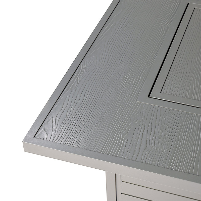 Katara Square Aluminum Propane Smokeless Fire Pit Table with Hidden Fuel Tank, Gray