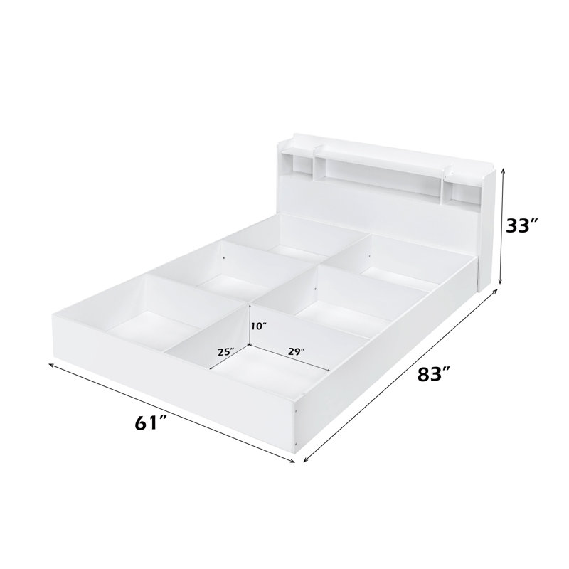Lit avec rangement, Blanc, Grand lit