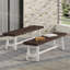 Bancs d'extérieur Carlisle, brun foncé sablé + blanc (ensemble de 2)-367838894