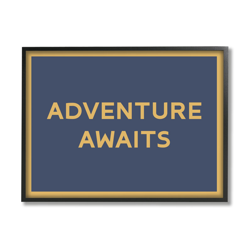 «Au-629-Giclee Adventure Attires Blue & Ochre» par Lil 'Rue, impression, Giclée encadrée noir minuit