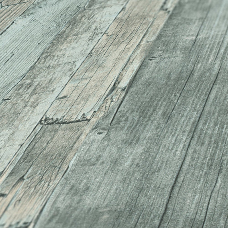 Woods and Wicker Collection Drift Wood Effect Wallpaper Roll, Green