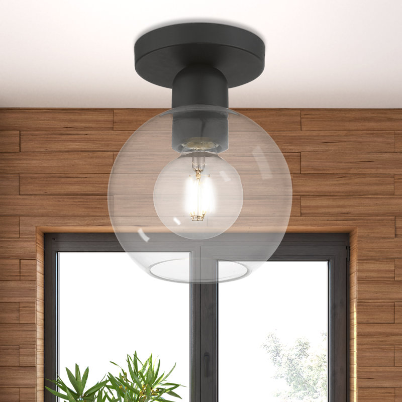 Plafonnier semi-encastré 1 lumière 6,5 po Funnell, Noir