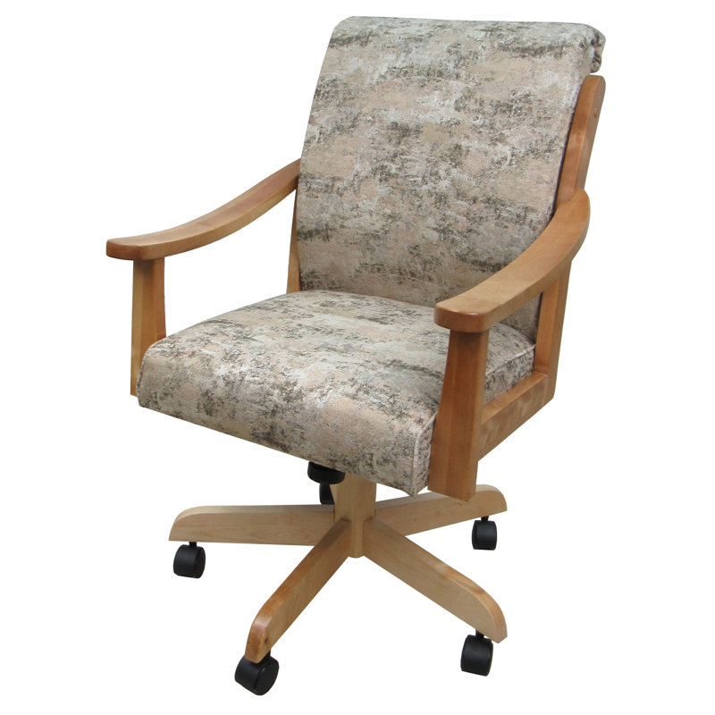 Evteka Dining Caster Chair with Arms, Poet Desert, Walnut