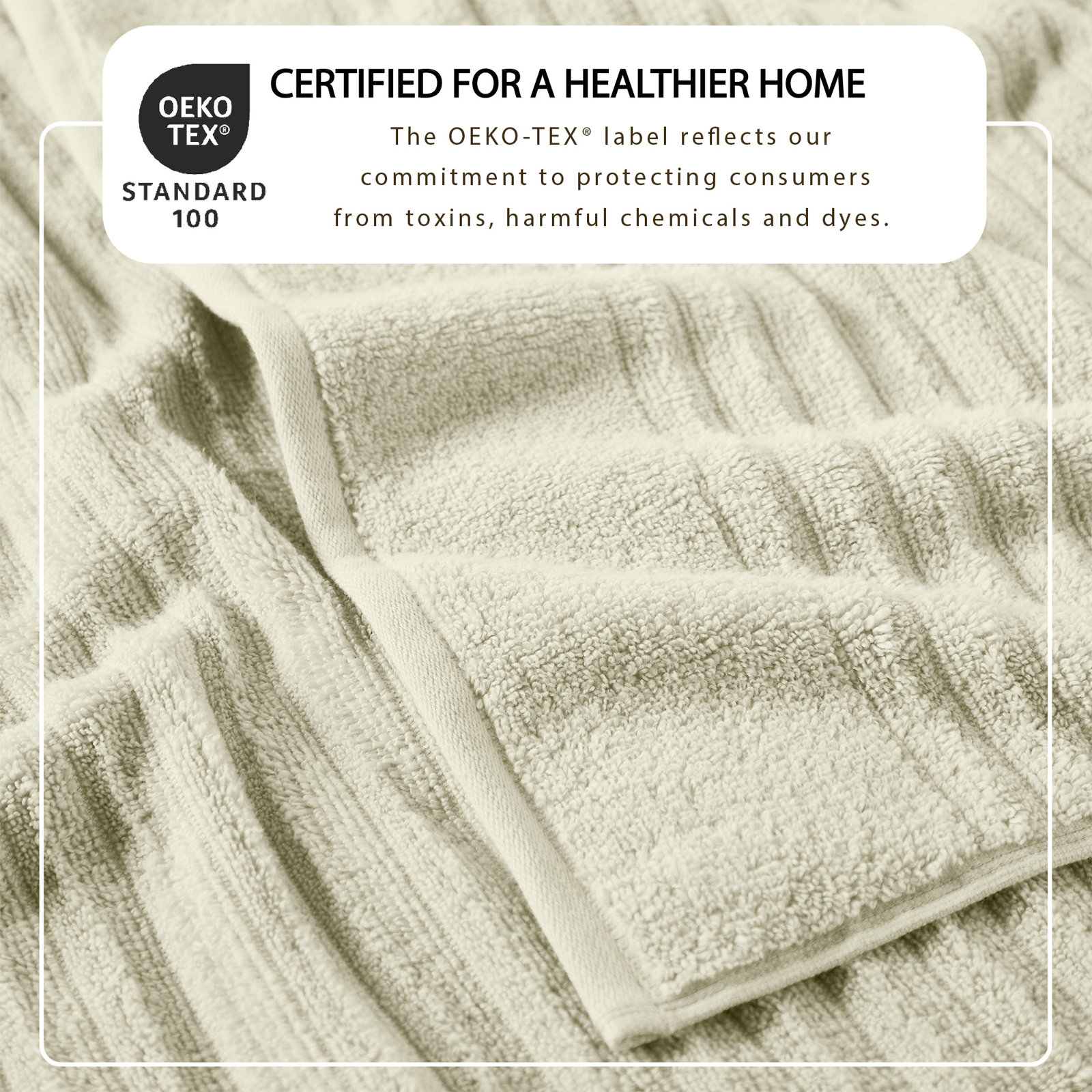 Zero-Twist Cotton Ribbed Hand Towels, Sage Green, Hand Towels - 6 Pack