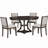  Extendable Round Dining Table Set with Solid Wood Base and 4 Upholstered Chairs, Vintage Finish-1078479071