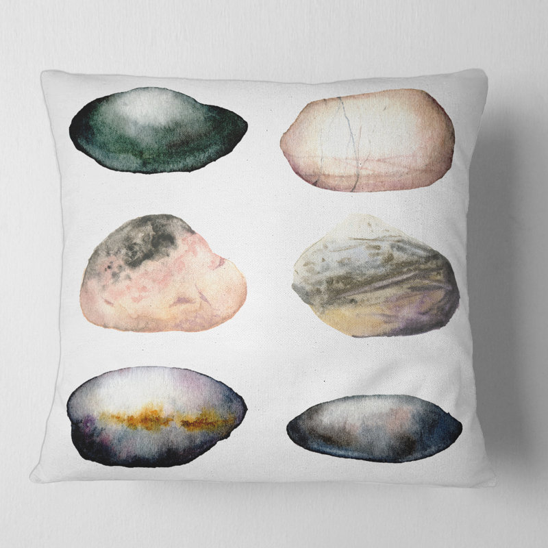 Six Abstract Sea Stones Abstract Pillow, 16" x 16"