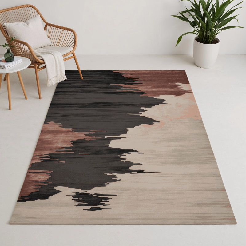 Tapis intérieur et extérieur gris Watercolor, Rectangulaire 3 pi x 5 pi
