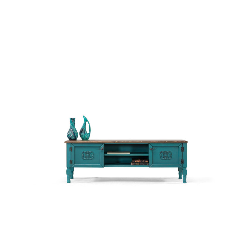 Keikei Unfinished TV Stand, Blue