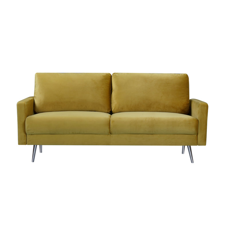 Barstow 74.02" Square Arm Sofa, Strong Yellow (Green Yellow)