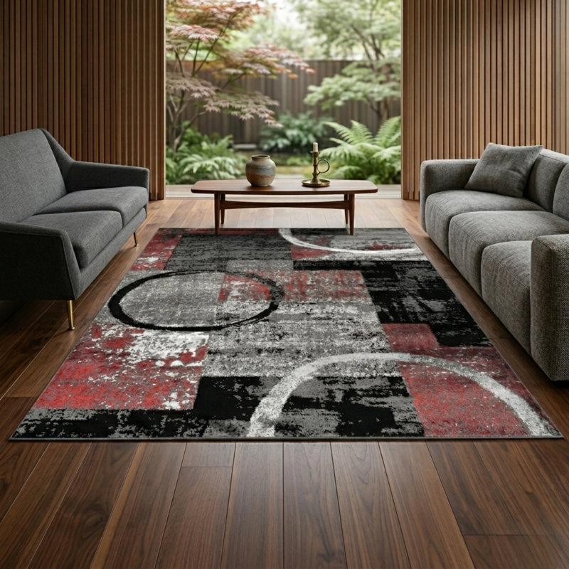 Abstract Area Rug, Terra, Rectangle 200 x 290 cm