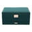 3-Layer Dark Green Flannel Ring Necklace Jewellery Box with Lock