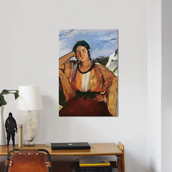 Reproduction d'art sur toile tendue, "Gypsy with a Cigarette", H 40 po x l 26 po x P 1,5 po, Toile tendue, Pas de tapis