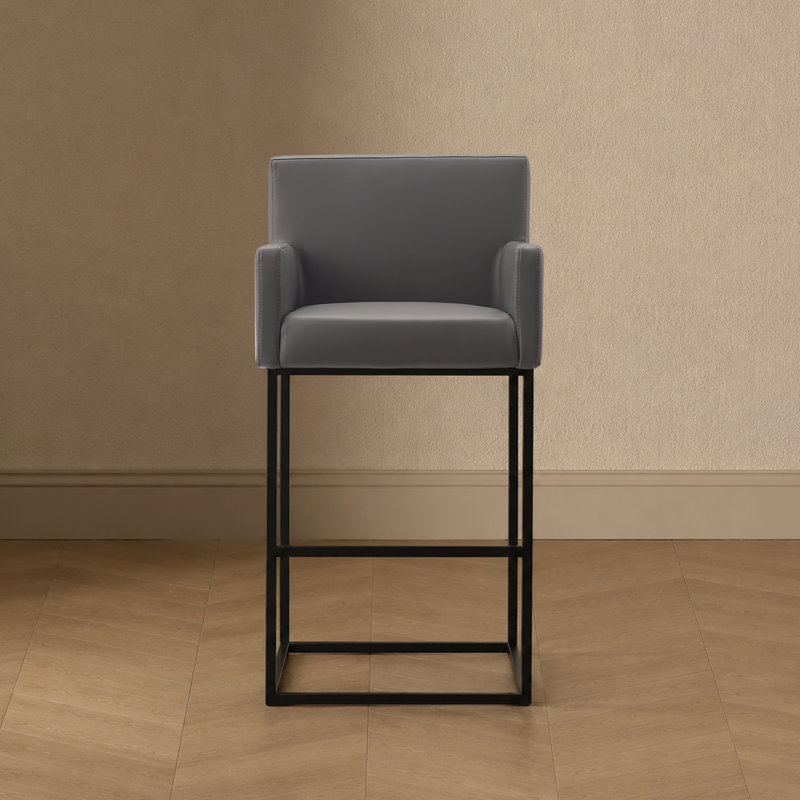 Tabouret de bar en cuir Vegan, Gris, Tabouret de bar (siège d'une hauteur de 30 po)