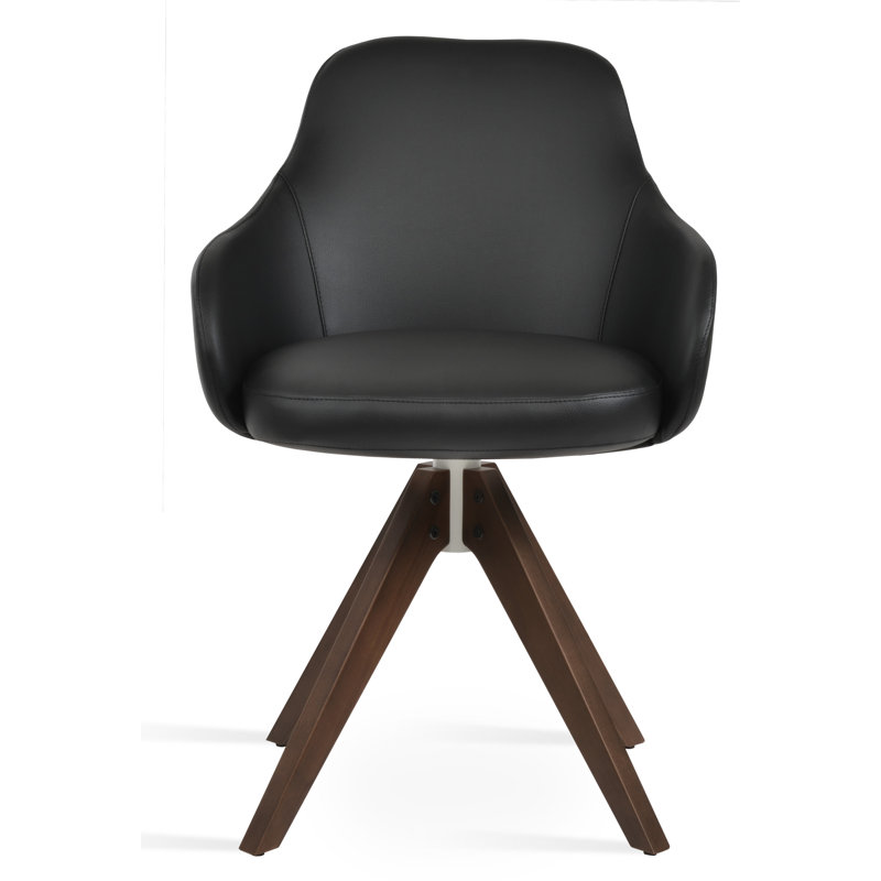Chaise avec accoudoirs en bois Gazel Pyramid, Similicuir noir