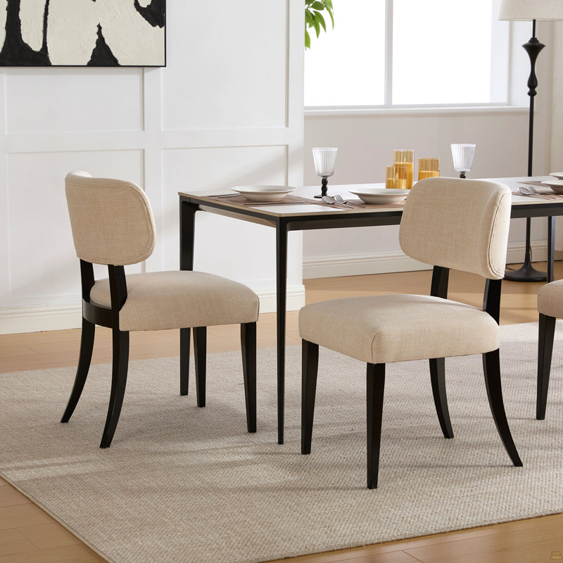 Ensemble de 2 chaises de salle à manger en bois rembourrées en tissu