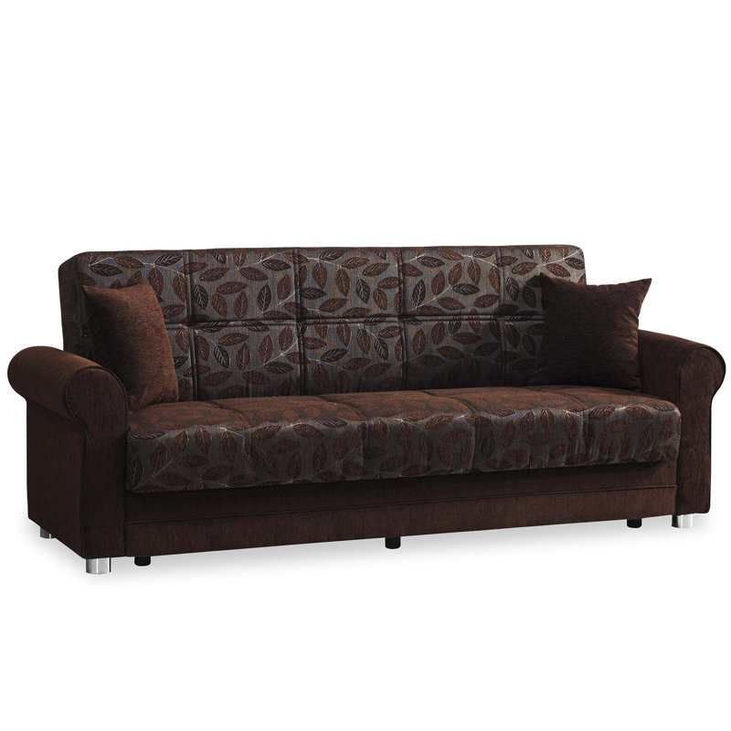 Hikmet Rio Grande Fabric Upholstery Sofa Sleeper Bed With Storage, Dark Brown
