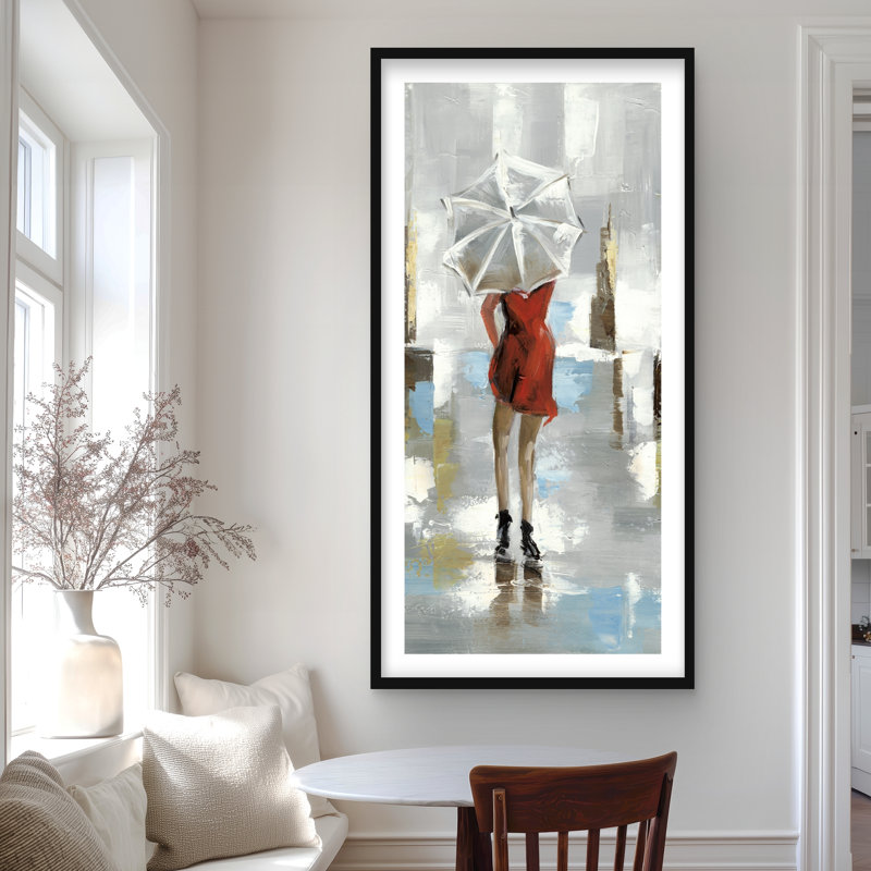 «Red Dress Woman», reproduction matte encadrée | Décoration intérieure, H 48 po x l 24 po, Noir