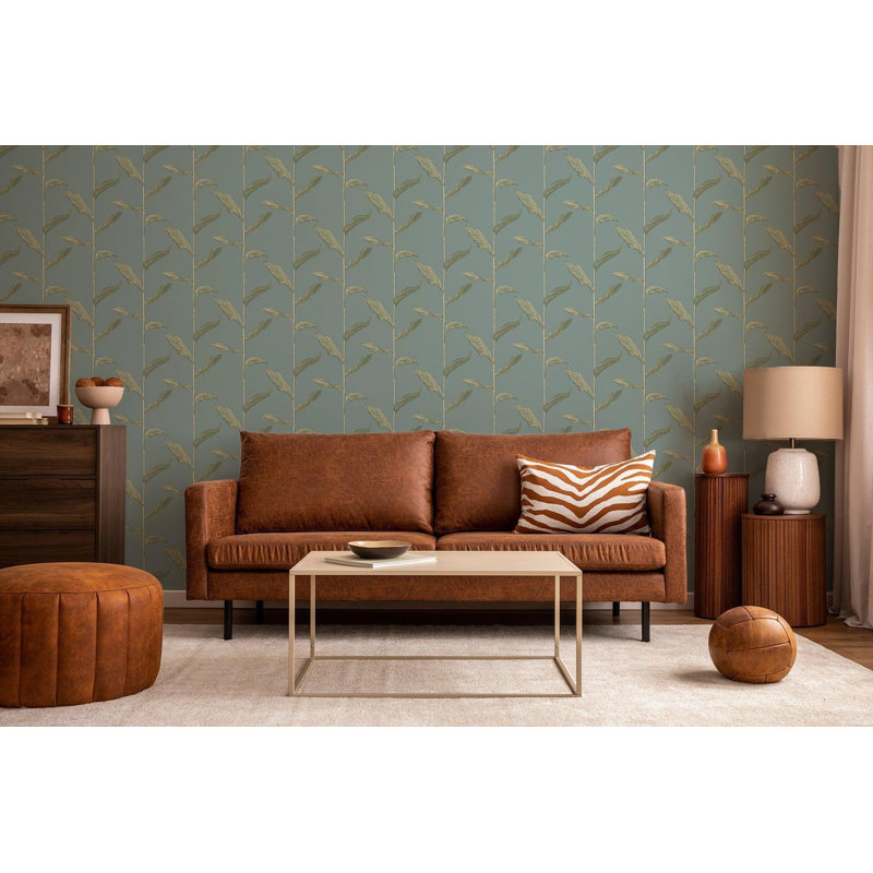 Nomad 10' L x 24" W Wallpaper Roll, Golden Night, Faux Grasscloth