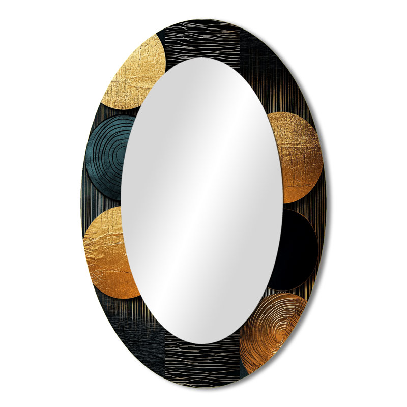 Décoration géométrique géométrique Essential Forms III - Miroir mural ovale doré, 36 po x 24 po
