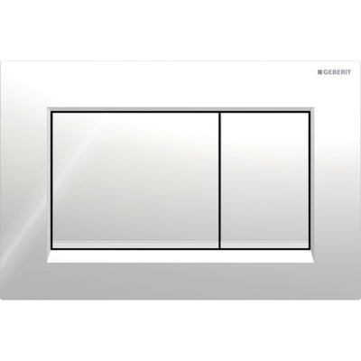 Plaque de commande Geberit Sigma20, carrée, double chasse: plaque, bouton: chrome / brillant, rayures: chrome mat