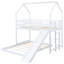 Lit superposé simple au-dessus d'un lit double avec glissière, blanc, garde-corps double, glissade de construction résiliente, construction stable, utilisation à long terme, garde-corps-1868070741-1868070740