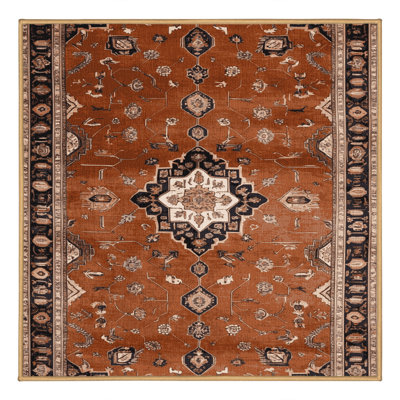 Machine Washable Persian Brown Area Rug