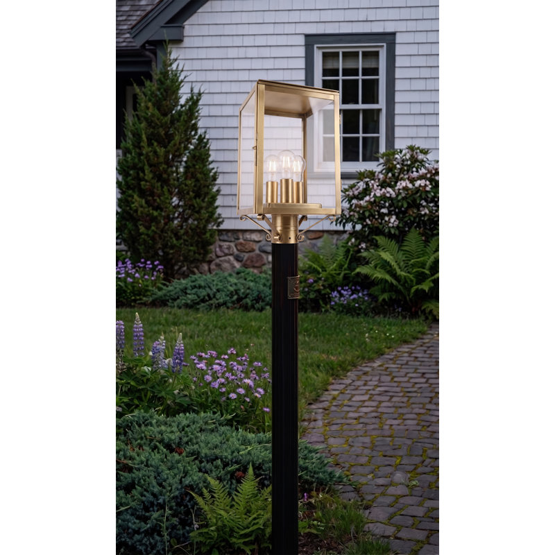 Westbrook 17.5'' Hardwired Outdoor Lantern, Antique Brass, Clear