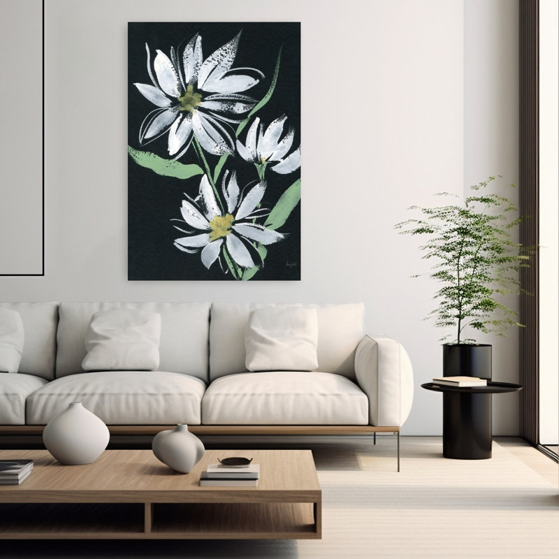 Art floral contemporain blanc minuit, H 60 po x l 40 po