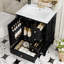 Meuble-lavabo autoportant 24 po noir avec lavabo, tiroirs et plateau en céramique pour petite salle de bain | Idée cadeau-863853354