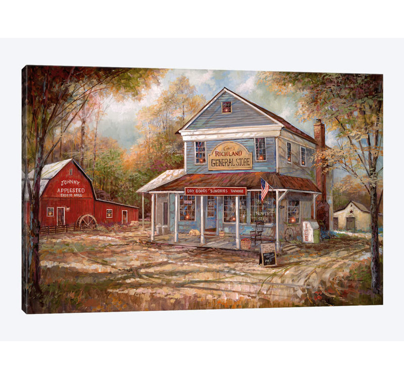 Impression sur toile tendue, "Richland General Store" par Ruane Manning, H 8 po x l 12 po x P 0,75 po, Toile tendue