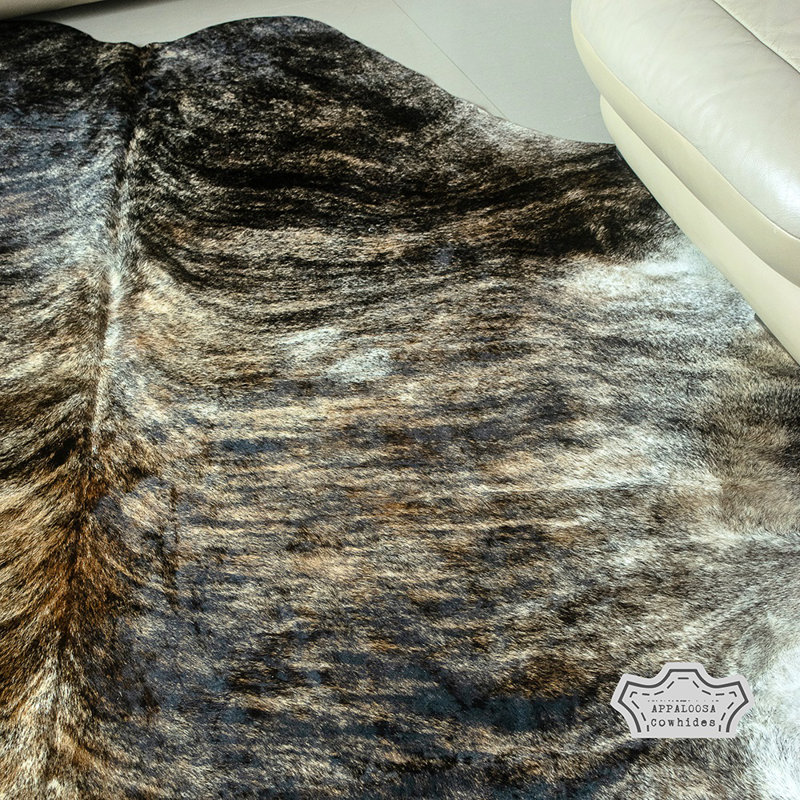Handcrafted Dark Brindle Cowhide Rug 5' x 7'