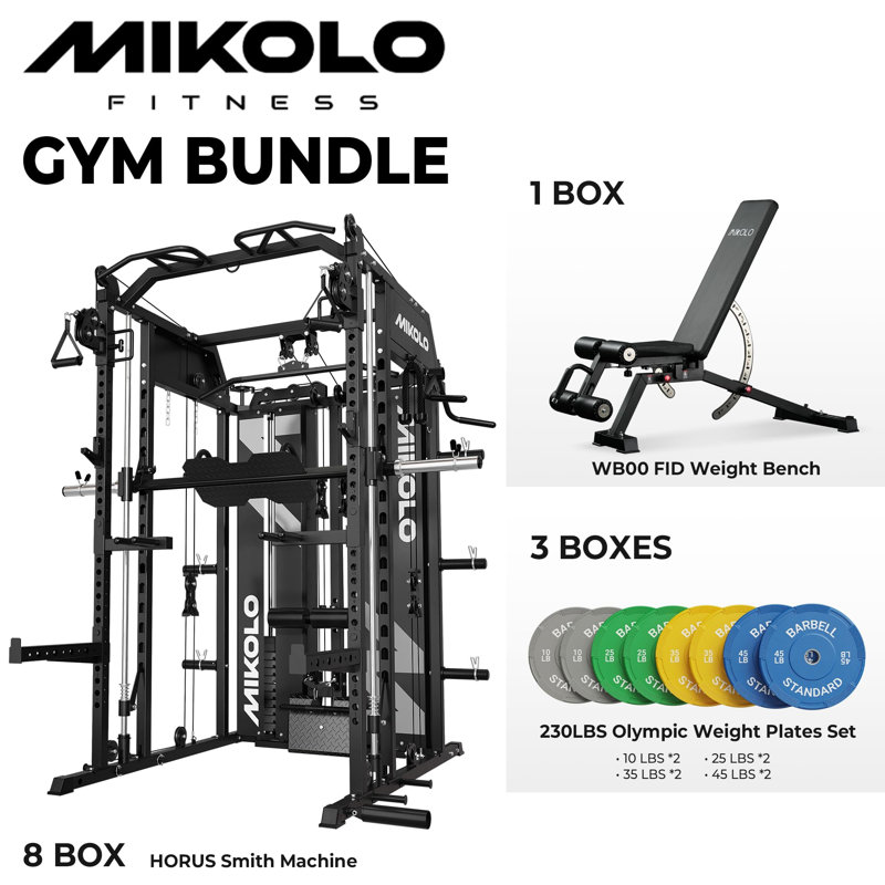 Machine Mikolo Smith, pile de poids intégrée, poulie double et système de croisement de câbles pour le gymnase à domicile