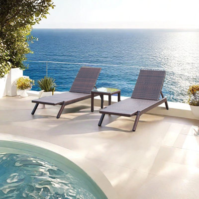 Krashana Outdoor Wicker Chaise Lounge Set with Table