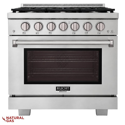 KUCHT Professional 36 in. 5.2 cu. ft. Natural Gas Range and Convection Oven in Stainless Steel with True Simmer Burners