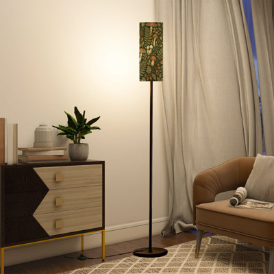  Lampe sur pied 68,5 po à champignon en forme de fougère botanique à intensité variable avec abat-jour en lin DEL incluse