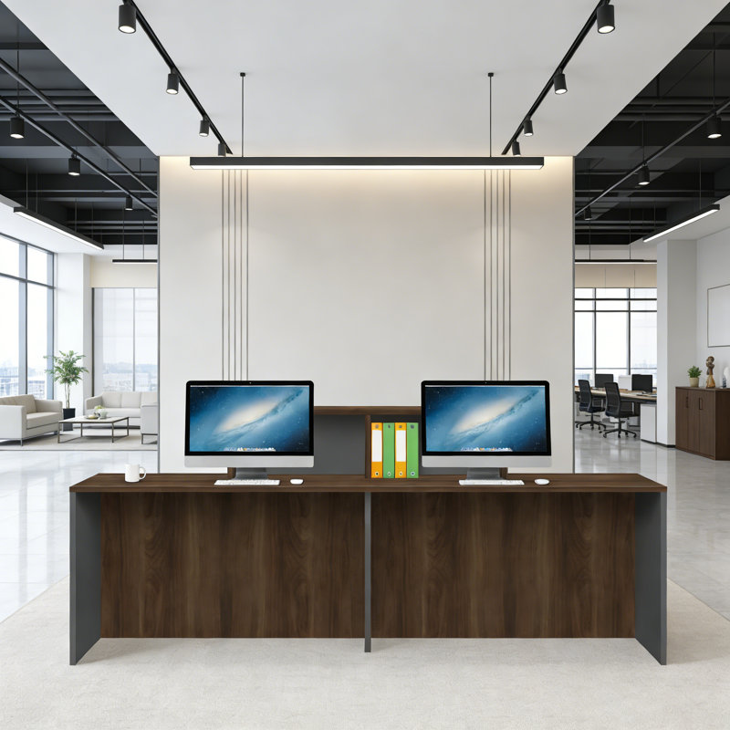 Bureau de réception moderne et minimaliste - Comptoir, bureau, salon et vente au détail, Brun