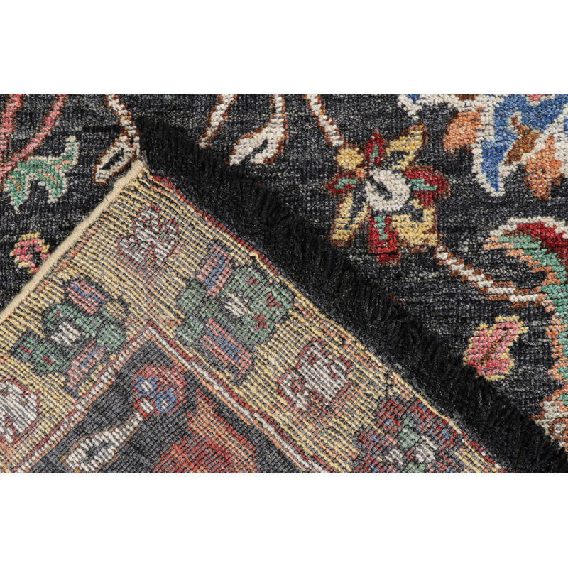 Rug & Kilim’S -Style Rug In Gray With Vibrant Floral Patterns, Rectangle 6' x 9'