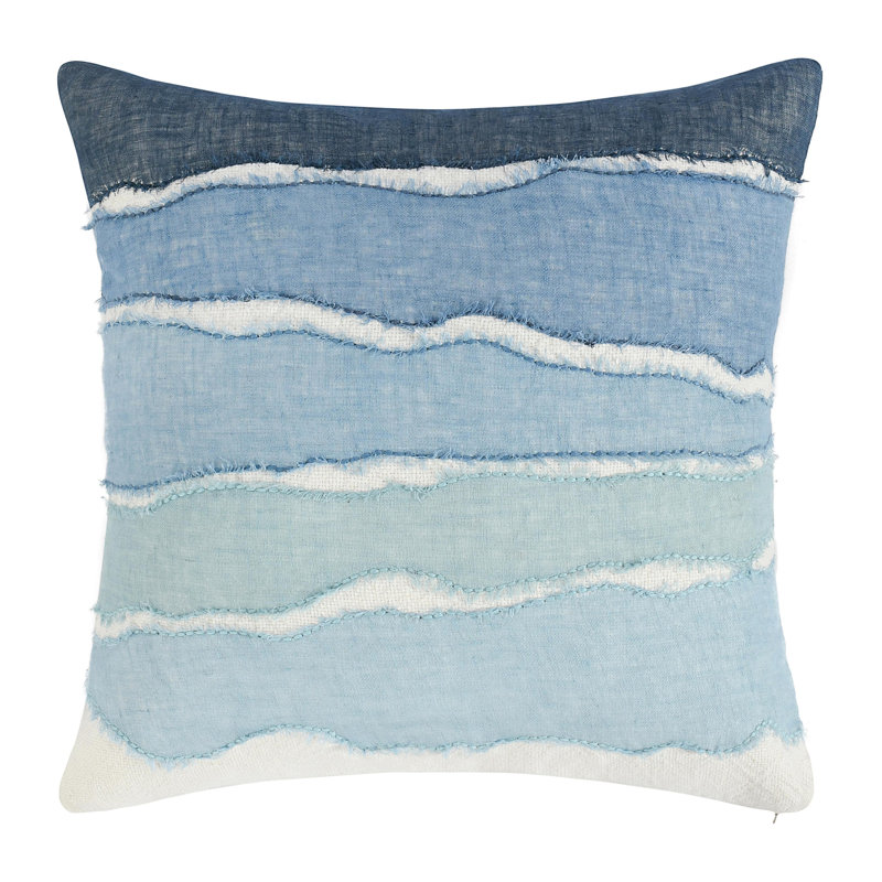 Blue Ombre Linen Blend Square Throw Pillow
