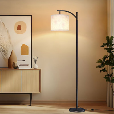 Lampe sur pied à arc avec abat-jour réglable Floral Boho blanc rose chambre à coucher Grandes pétales de fleurs Lampe sur pied à 3 températures de couleur à intensité variable avec poteau pour l'interrupteur de la chambre à coucher