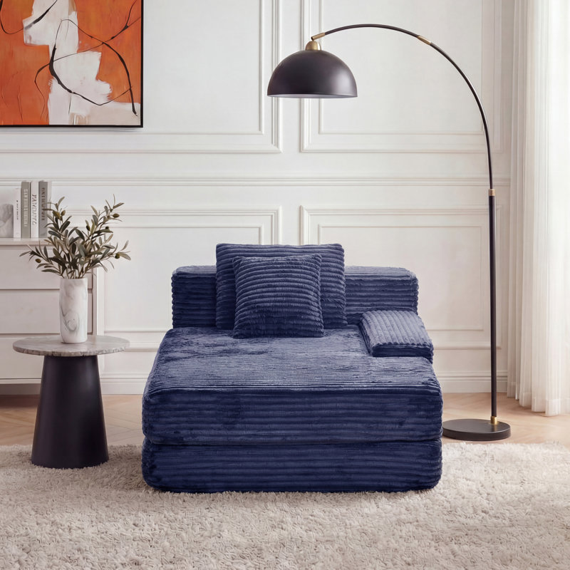 Très grande chaise longue d'intérieur Eliam, Bleu