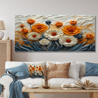 «White Orange Thistle Song Harmony - Thistle», reproduction sur toile encadrée